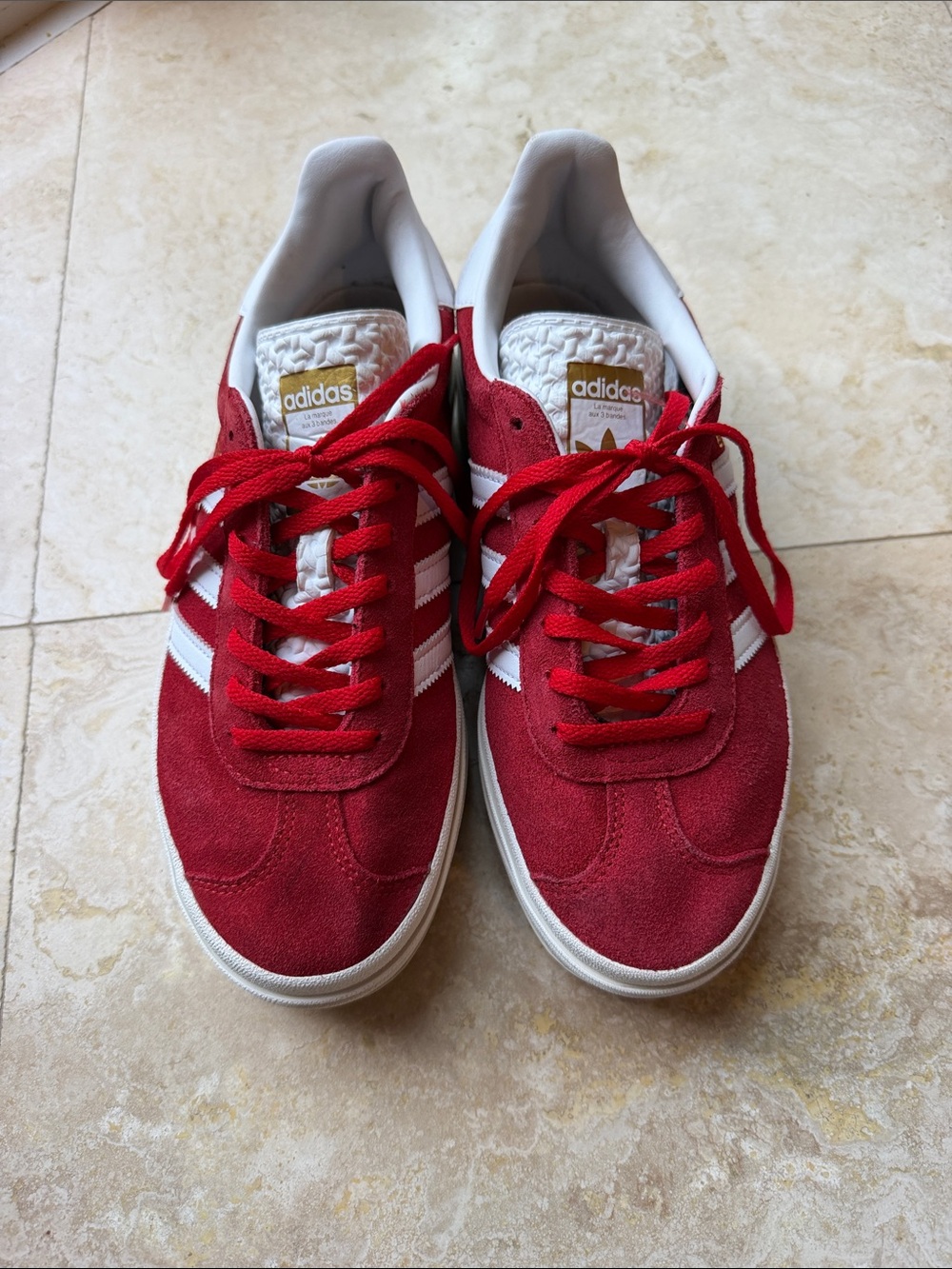 adidas Red and White Women's Suede Sneakers - Picture 3 of 8